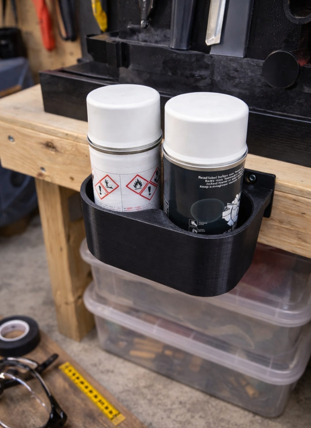 Spraydosenhalter 2-fach Wandhalter – für Lack, WD-40, Bremsenreiniger, Werkstatt