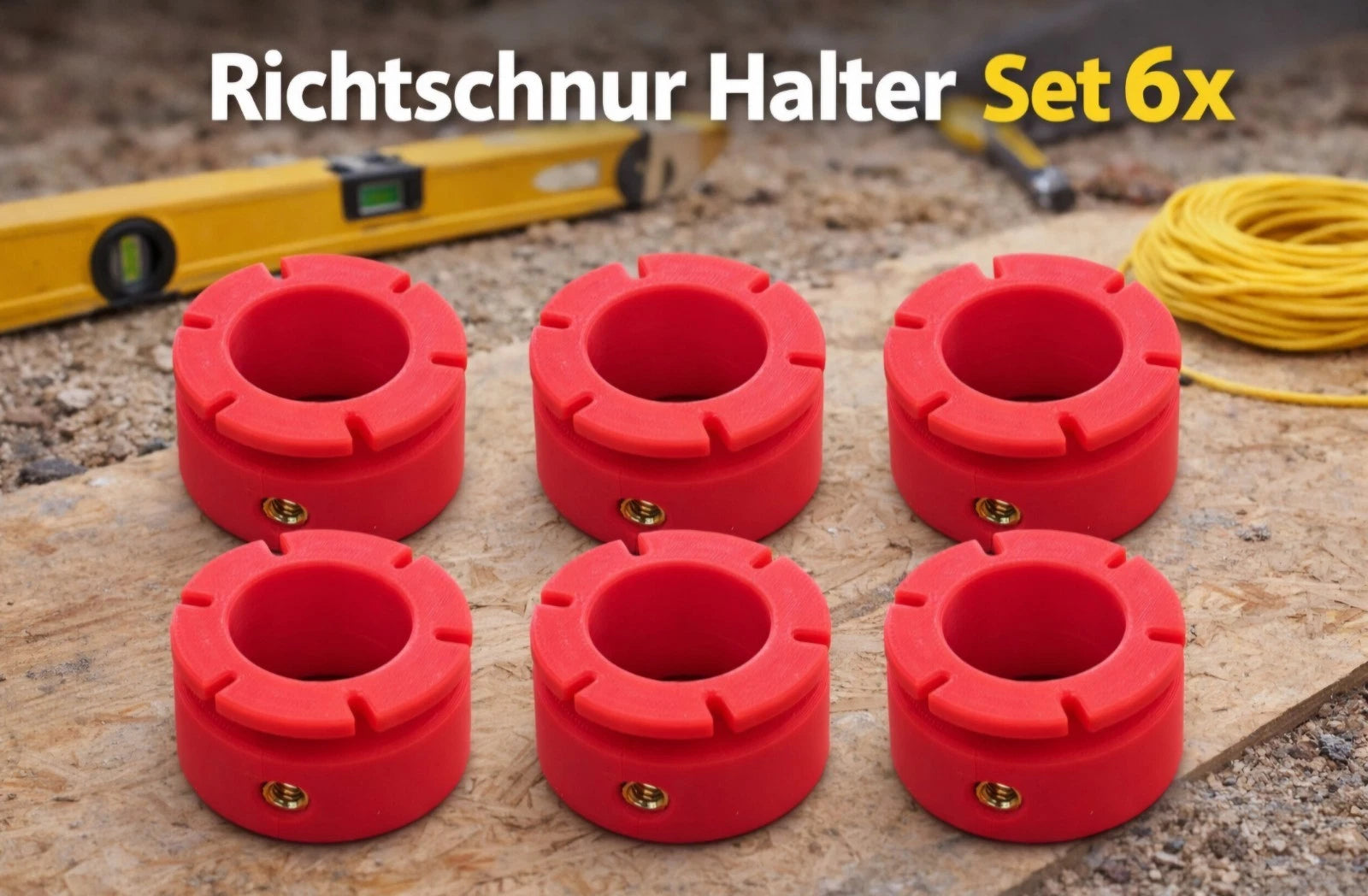 Richtschnurhalter Set, für Erdnägel, Schnurpfähle, Schnureisen, String